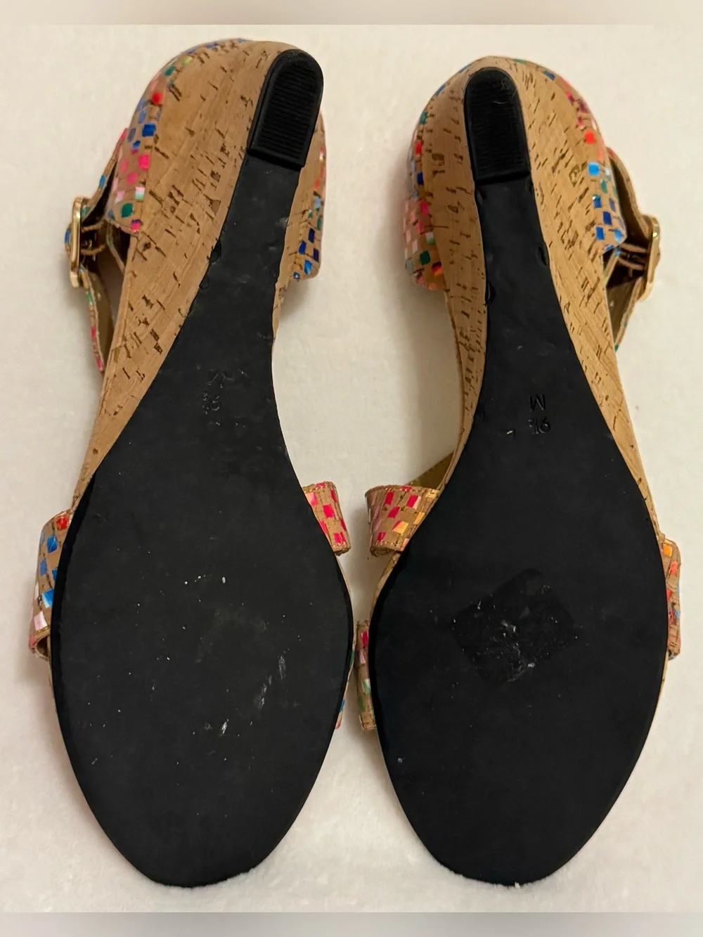 Vaneli Women’s Marise Rainbow Strappy Wedge Cork Sandals Size 9.5